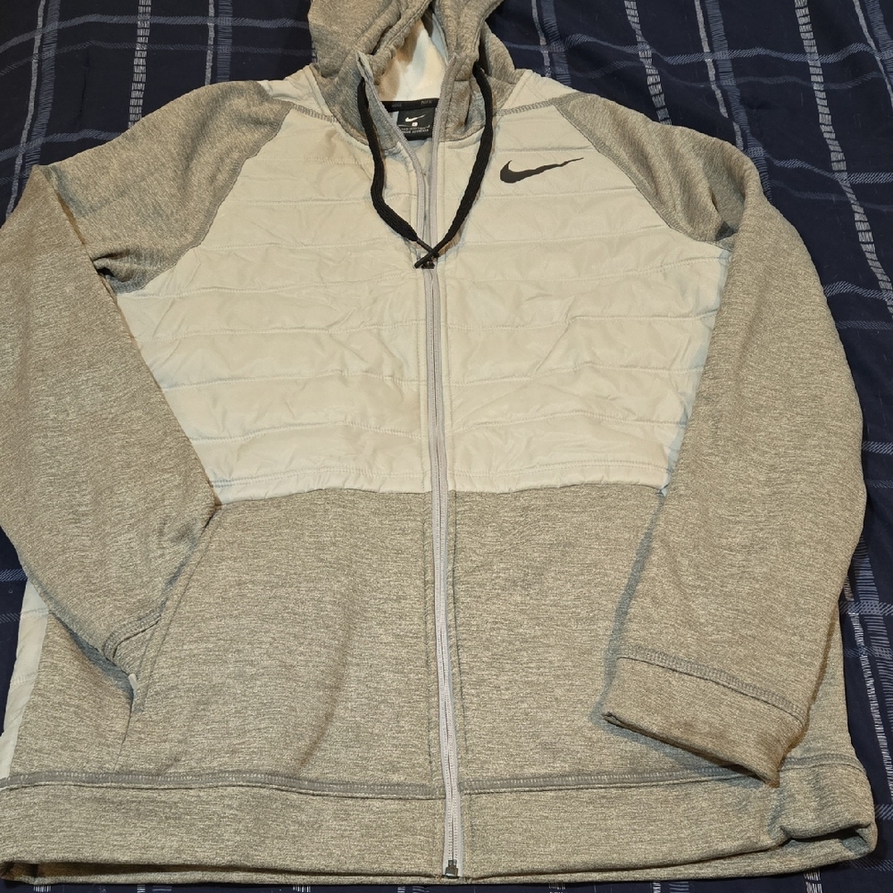 Unisex Nike Insulated Track Jacket Size Large Two-Tone Gray Full-Zip Hoodie